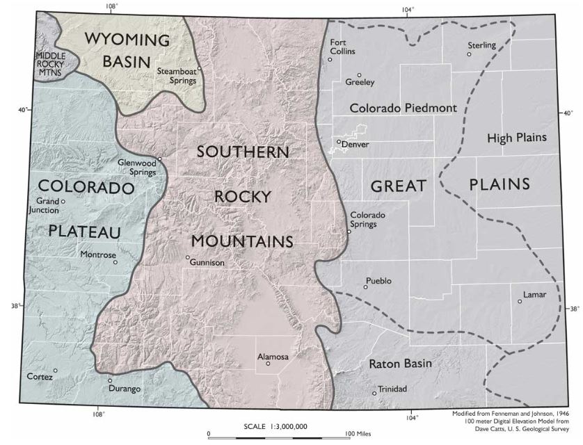 Colorado Geography EM SC 470 Applied Sustainability In Contemporary   Physiographic Provinces Of Colorado.JPG